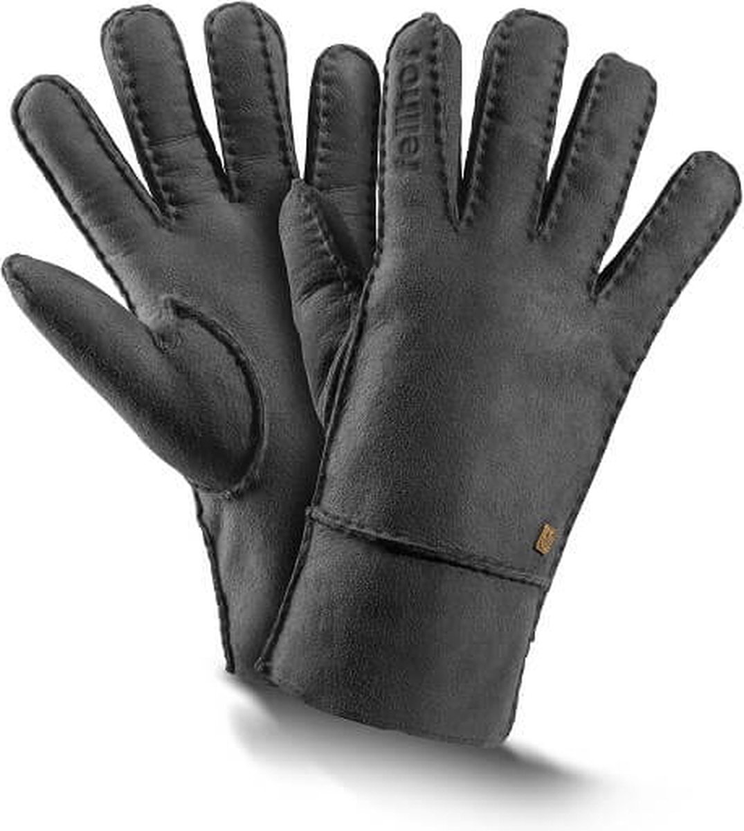 Fellhof Trend warme handschoenen winter dames en heren maat 10 - antraciet - lamswol - lamsleder - gevoerd