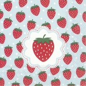20x Serviettes 3 épaisseurs colorées fraises 33 x 33 cm - Thème fraise/fruit