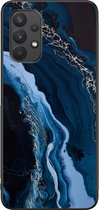 Leuke Telefoonhoesjes - Hoesje geschikt voor Samsung Galaxy A32 4G - Marmer kobaltblauw - Backcover zwart - Marmer - Blauw