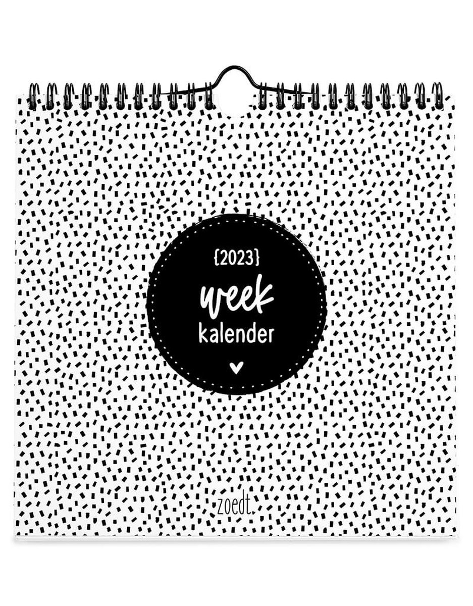 Zoedt kalender 2023 - weekkalender - 21x21cm - ringband - zwart wit