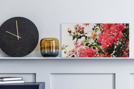 Peinture sur toile Fleurs - Buisson - Été - Rose - 40x20 cm - Décoration murale