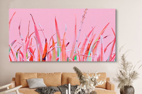 Toile Peinture Été - Plantes - Pastel - 160x80 cm - Décoration murale