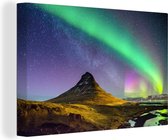 Toile Peinture Aurora - Aurores Boréales - Nuit - 180x120 cm - Décoration murale XXL