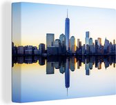 Canvas Schilderij Skyline - New York - Water - 120x90 cm - Wanddecoratie