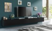 Pro-meubels - Meuble TV suspendu - Meuble TV - Tunis - Noir mat - 300cm 2x150cm