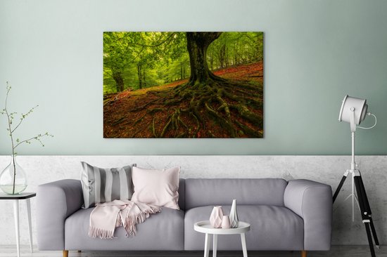 Tableau sur toile Arbre - Forêt - Feuilles d'Automne - 140x90 cm - Décoration murale