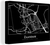Canvas Schilderij Zaandam - Plattegrond - Stadskaart - Kaart - 120x90 cm - Wanddecoratie