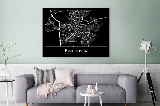 Tableau sur Toile Plan d'Etage - Eindhoven - Carte - Plan de la Ville - 120x90 cm - Décoration murale