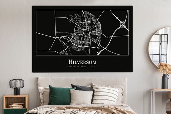 Tableau sur Toile City Map - Hilversum - Map - Map - 180x120 cm - Décoration murale XXL