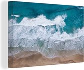 Canvas Schilderij Strand - Zee - Water - Blauw - 120x80 cm - Wanddecoratie
