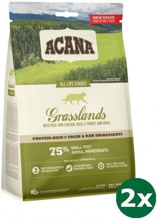 Graanvrij kattenvoer: katvriendelijke ingrediënten 16 Acana cat grasslands kattenvoer 2x 340 gr