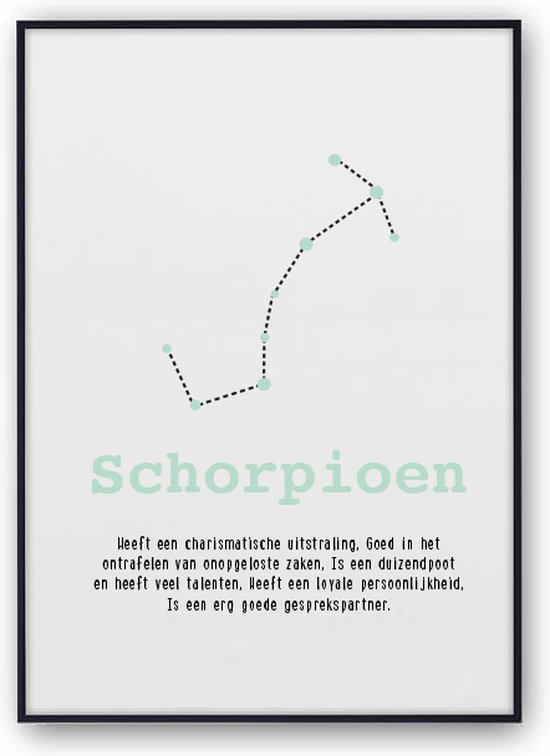 Sterrenbeeld poster mint | Schorpioen | Fotofabriek | Kamer decoratie | Sterrenbeelden | 30 x 40 cm