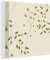 Canvas Schilderij Groen - Bloemen - Pastel - 90x90 cm - Wanddecoratie