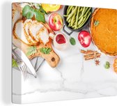 Toile Peinture Légumes - Fruits - Viande - Herbes - 80x60 cm - Décoration murale
