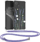 kwmobile telefoonhoesje geschikt voor Xiaomi 11 Lite (5G) NE / Mi 11 Lite (5G) - Hoesje met telefoonkoord - Back cover voor smartphone - Case in lavendel / groen / transparant