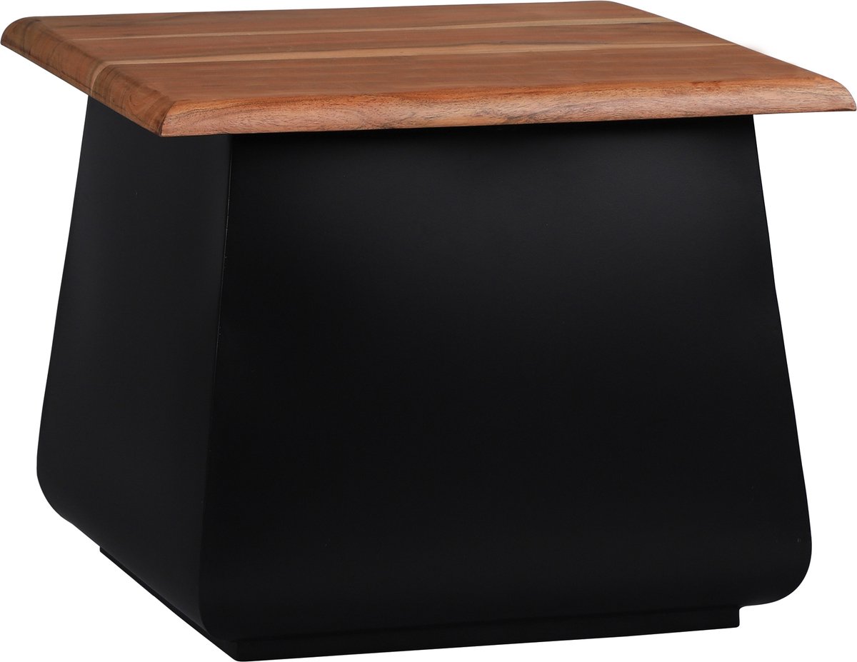 Bijzettafel 50x40x50 cm zwart/naturel acaciahout en metaal WOMO-Design