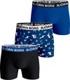 foto van Björn Borg Boxershort Cotton Stretch - Onderbroeken - Boxer - 3 stuks - Heren - Maat L - Blauw/Zwart