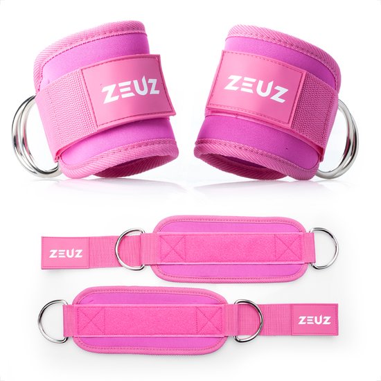 ZEUZ 2 Stuks Enkelband Fitness – Ankle Cuff Strap – Kabelmachine - Sport Beenband – Enkel straps - Roze