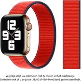 3 kleurig Rood Zwart - Blauw Nylon Horloge Band geschikt voor Apple Watch 1, 2, 3, 4, 5, 6, 7, 8, SE & Nike+, 42mm, 44mm & 45mm "Mannenbreedte" Series - Zacht Geweven Nylon - 42 mm, 44 mm en 45 mm - red black blue