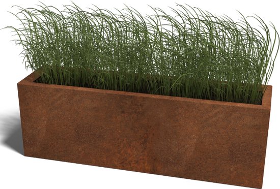 Cortenstaal plantenbak Texas - Rechthoek - 120x30x40cm - Roestkleur - Zonder bodem - MySteel