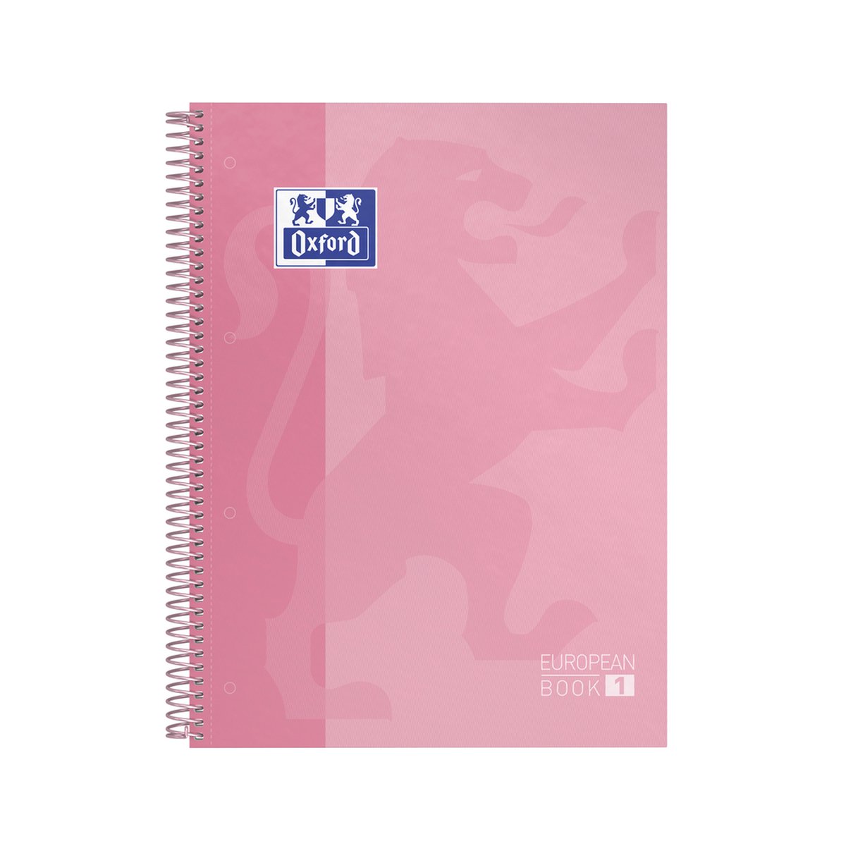 Oxford School Europeanbook - notitieboek - gekleurde rand - A4+ - ruit 5mm - 80 vel - 4 gaats - hardcover - roze