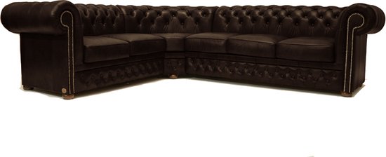 Chesterfield Hoekbank First Class Leer | 2 hoek 3 |Cloudy Oud Bruin | 2 tot 4 weken levertijd