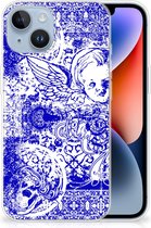 Back Case TPU Siliconen Hoesje Geschikt voor iPhone 14 Smartphone hoesje Angel Skull Blue