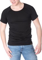 ConfidenceForAll® Heren Premium Anti Zweet Shirt met Ingenaaide Okselpads - Zijdezacht Modal en Verkoelend Katoen - Maat S Ronde hals Zwart