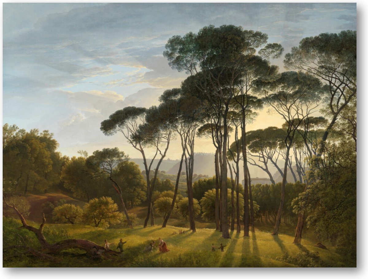 Italiaans landschap met parasoldennen te Rome - 40x30 Canvas Liggend - Hendrik Voogd - Mee