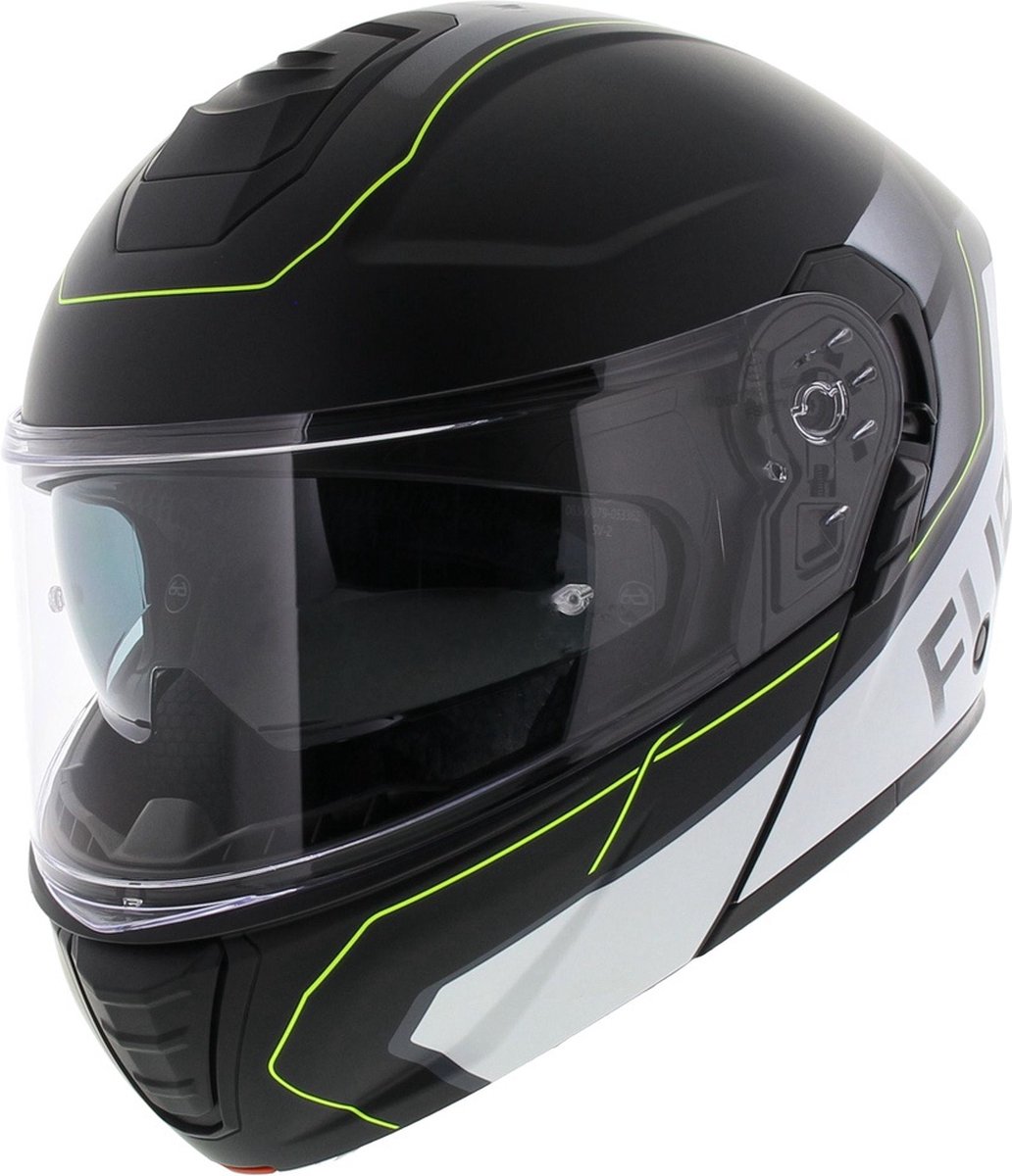Vito Furio 2 systeemhelm mat zwart geel M motor scooter brommer