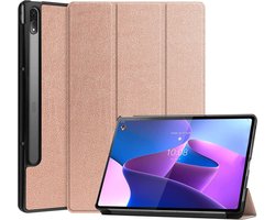 Lenovo Tab P12 Pro Hoes Tri-Fold Book Case Kunstleer Roze Goud