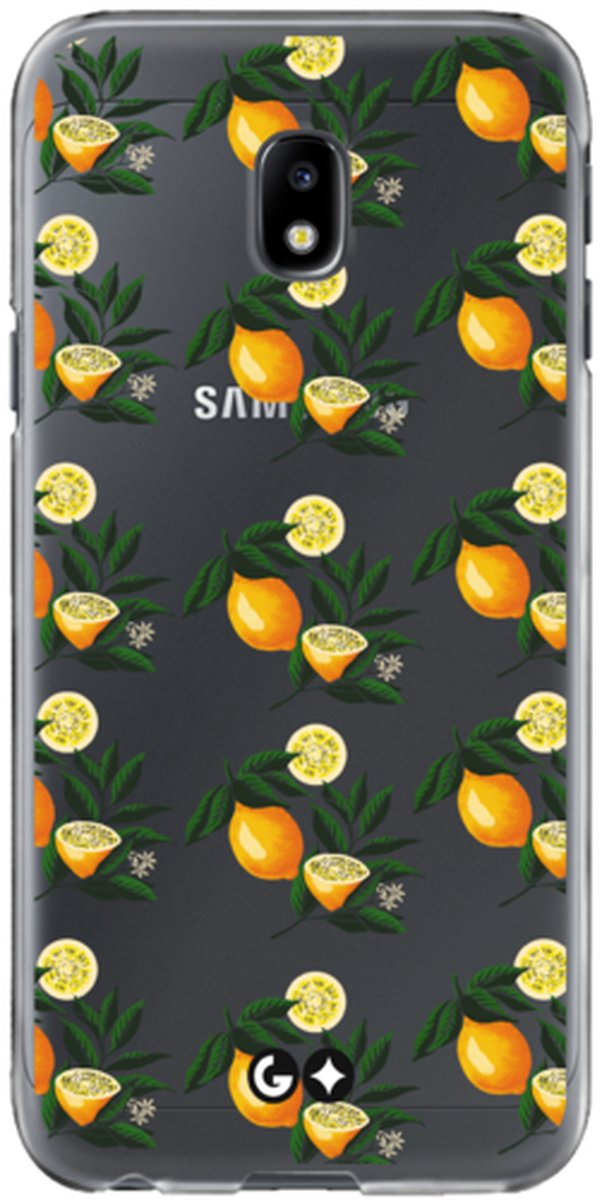 Telefoonhoesje geschikt voor Samsung Galaxy J3 2017 - Transparant Siliconenhoesje - Flexibel en schokabsorberend - Foodcollectie - Lemon Pattern Transparent - Transparant
