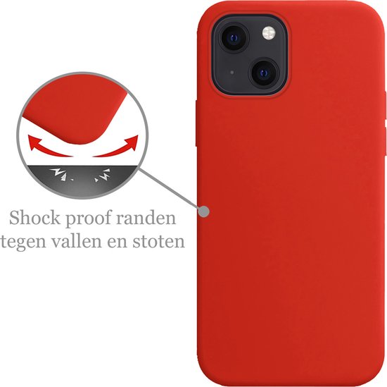 Coque pour iPhone 14 Plus Coque en Siliconen et 2x Glas de protection d'écran avec encoche fermée - Coque pour iPhone 14 Plus Coque en Siliconen avec 2x verre de protection - Rouge