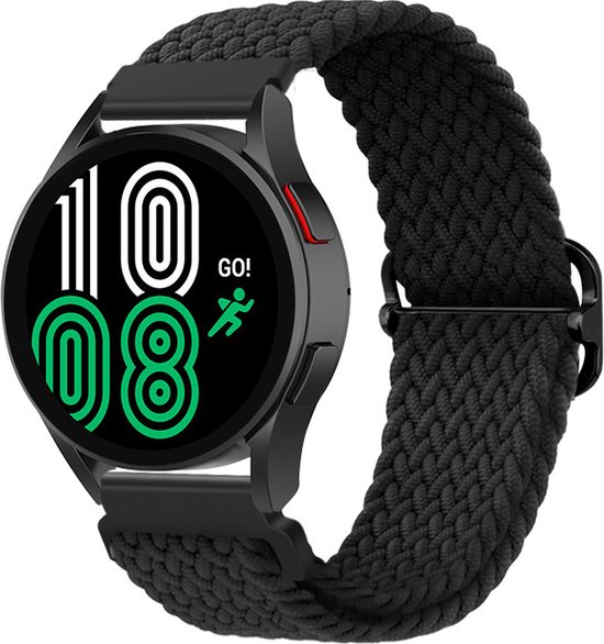 YONO Nylon Stretch Band 20mm - Bracelets de Bracelets de montres adaptés pour Samsung Galaxy Watch 5 / Pro / 4 / 3 / Active 2 - Garmin Approach / Forerunner / Venu 2 Plus / SQ / Vivomove - Polar Ignite / Unite - Zwart
