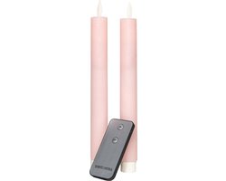 Anna's Collection LED dinerkaarsen - lichtroze - 2x stuks - 23 cm - met afstandsbediening - kaarsen