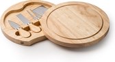 Kaassnij-set 4 delig met houten handvat en uitschuifbare plank