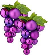 Grappe de raisin faux fruits / décoration de Noël faux fruits - 20 cm - violet - 2x pièces