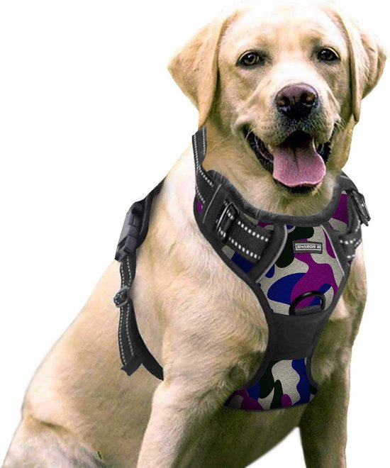 Spark Paws No Pull Hondentuigje voor grote honden, houderdesign met frontclip, Y-harnas voor honden, robuust en duurzaam harnas voor grote en sterke rassen, groen, S