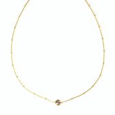 Ketting Light Pink Stone Golden Ball Chain Goud | 18 karaat gouden plating | Staal - 39 cm + 5 cm extra | Buddha Ibiza
