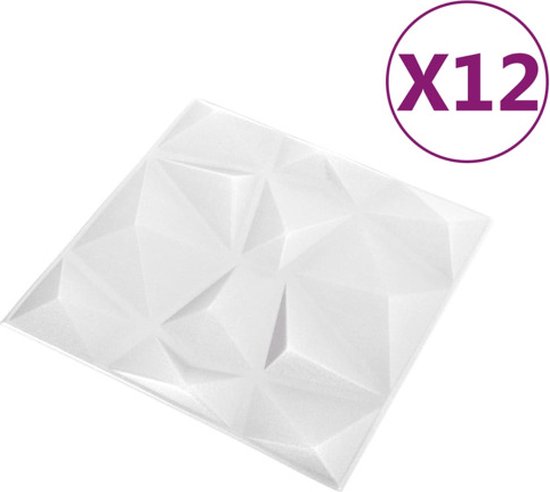 vidaXL 12 pcs Panneaux muraux 3D 3 m² 50x50 cm blanc diamant - Panneau mural - Panneaux muraux - Papier peint mural 3D - Panneau mural 3D