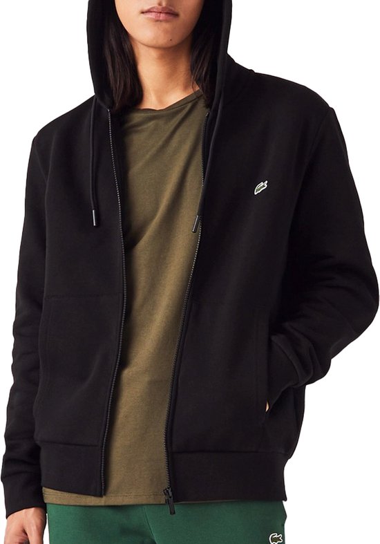Lacoste heren hoodie sweatsvest - met rits - zwart - Maat: L