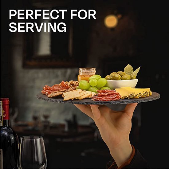 Leistenen plaat rond 30 cm - Set van 6 - Voor serveren of decoreren