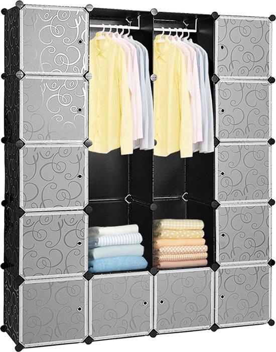 Closet-20 cube rack étagère armoire garde-robe en plastique noir DIY facile  à... | bol.com