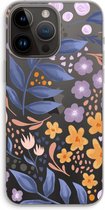 Case Company® - Hoesje geschikt voor iPhone 14 Pro Max hoesje - Flowers with blue leaves - Soft Cover Telefoonhoesje - Bescherming aan alle Kanten en Schermrand