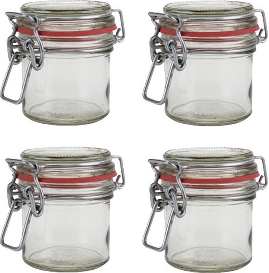 Weckpot/inmaakpot - 20x - glas - 100 ml - met beugelsluiting - transparant - Voedsel voorraadpotten