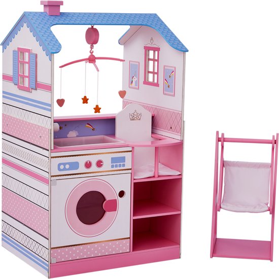 Teamson Kids 2-in-1 Veranderen Station en Poppenhuis Voor Babypoppen - Accessoires Voor Poppen - Kinderspeelgoed - Wit