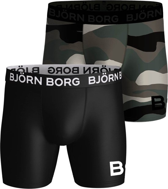 Bjorn Borg - Performance Boxers 2-Pack Zwart Legergroen - Maat XL -  Body-fit | bol.com