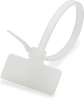 100x serre-câbles / serre-câbles nylon blanc avec étiquette de marquage 10 x 0,25 cm - serre-câbles - serre-câbles / nervures de serrage / déchirures de liens
