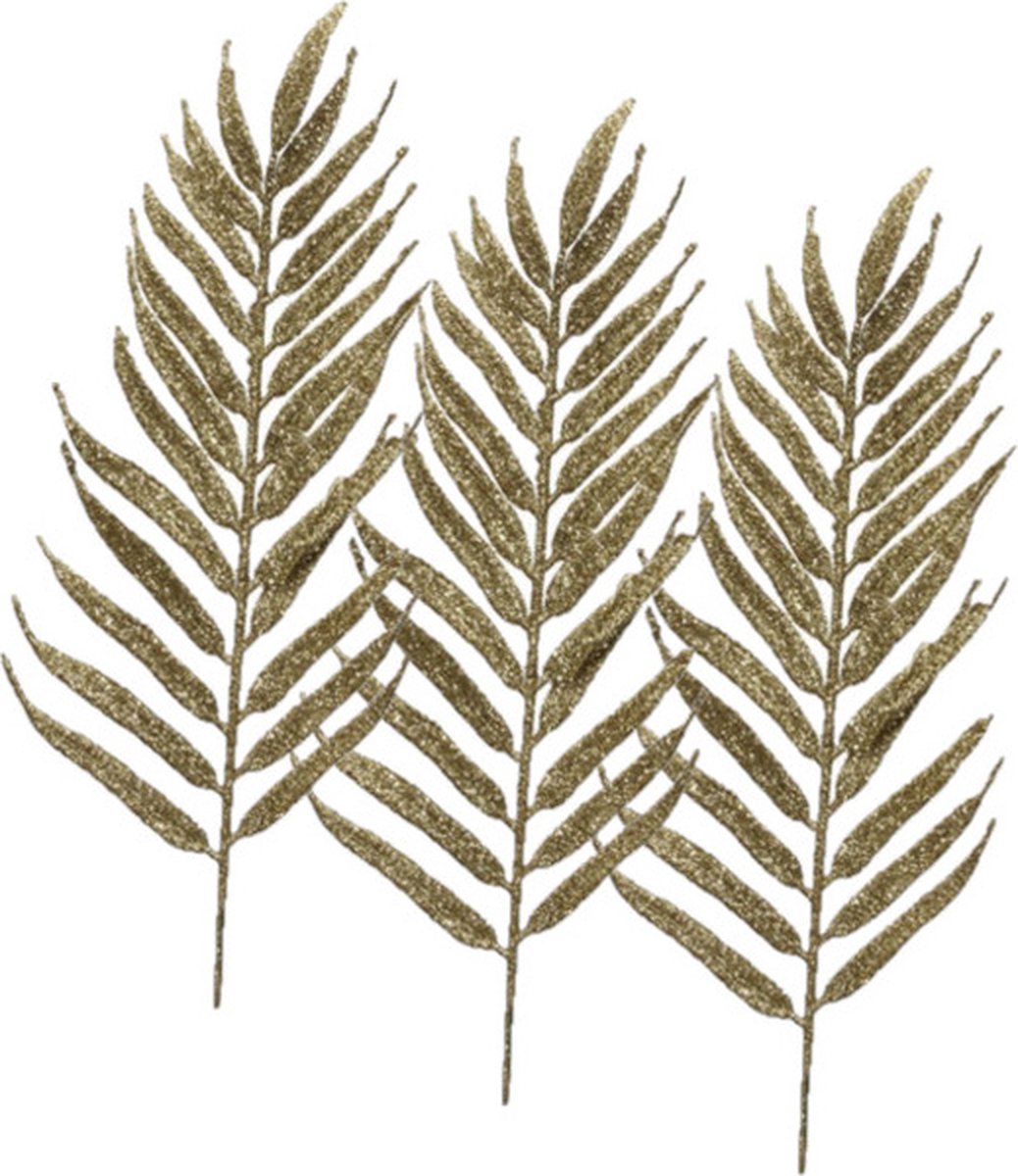 Othmar Decorations Decoratie bladeren - 36x - glitter goud - 29 cm - kerstdecoratie - insteek blaadjes