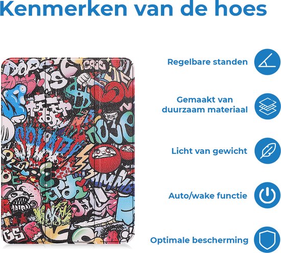Housse de tablette adaptée pour Lenovo Tab M10 3e génération (TB-328F) Housse à trois volets avec fonction auto/réveil - 10,1 pouces - Graffiti